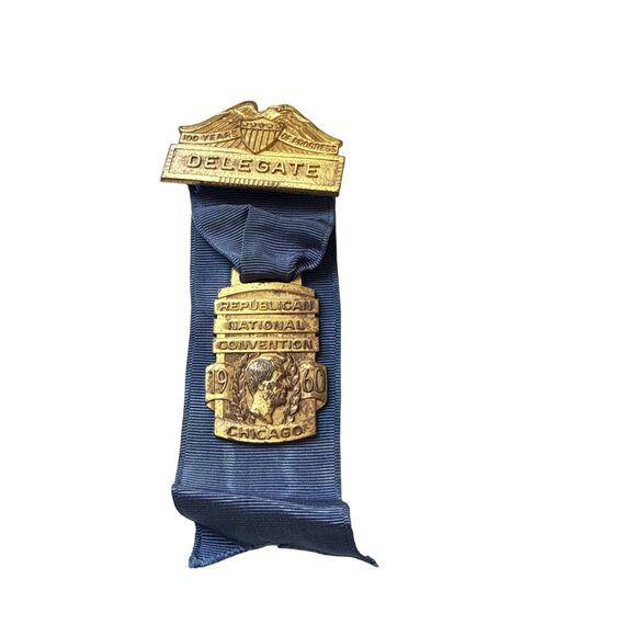 1960 Republican National Convention Delegate Badge Ribbon Chicago Political Memo - Picture 3 of 13